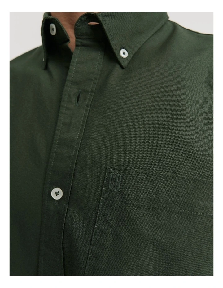 Regular Fit Cotton Oxford Shirt in Eden Green image 2