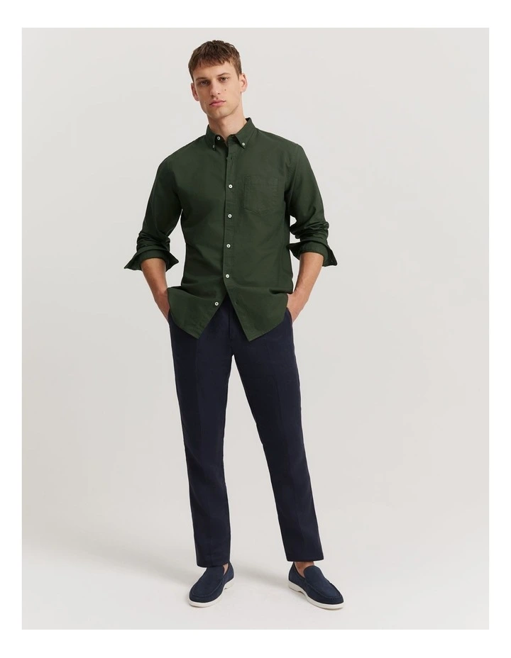 Regular Fit Cotton Oxford Shirt in Eden Green image 3