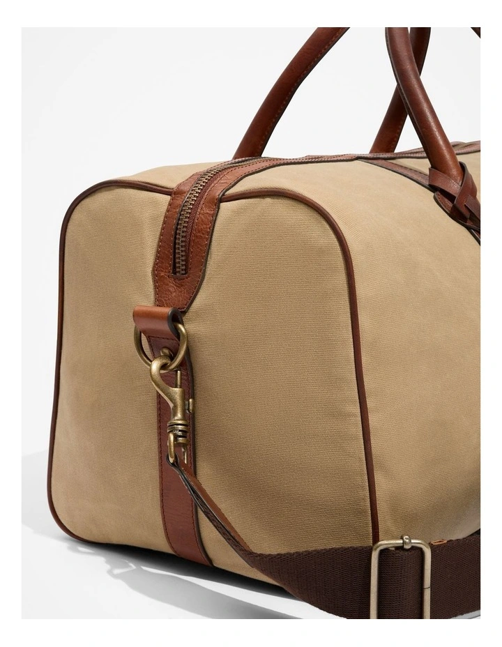 Leather Trim Logo Duffle Bag in Dark Stone image 3