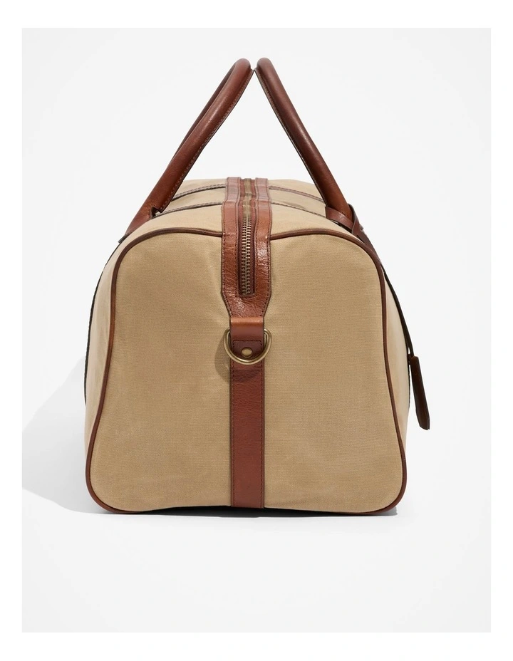 Leather Trim Logo Duffle Bag in Dark Stone image 5