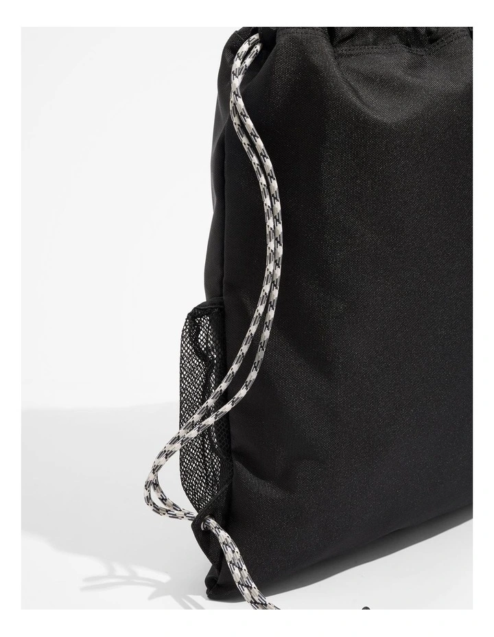 Recycled Polyester Drawstring Bag in Black image 3