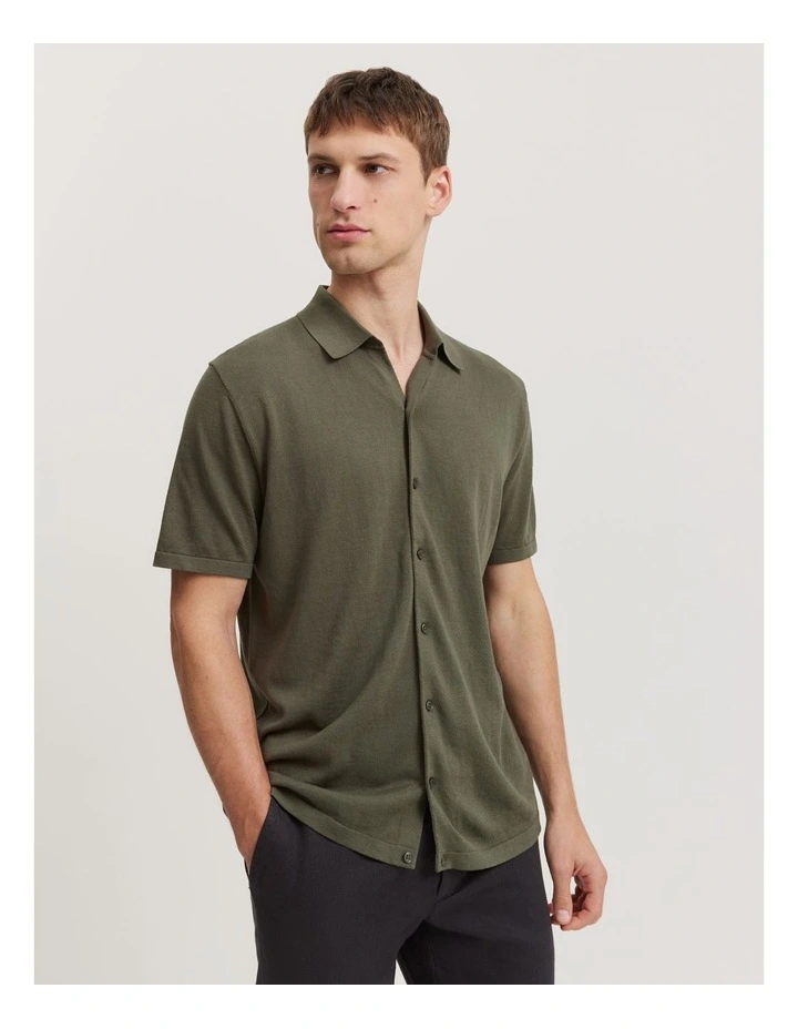 Short Sleeve Dark Green Silk Shirt Port Authority Mens Silk Touch