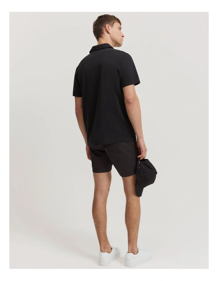 Garment Dyed Organically Grown Cotton Polo in Washed Black image 4