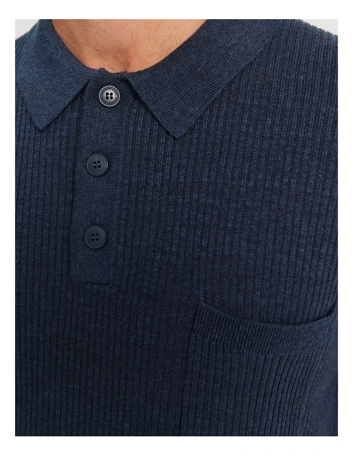 Ribbed Linen Blend Knit in Navy image 2
