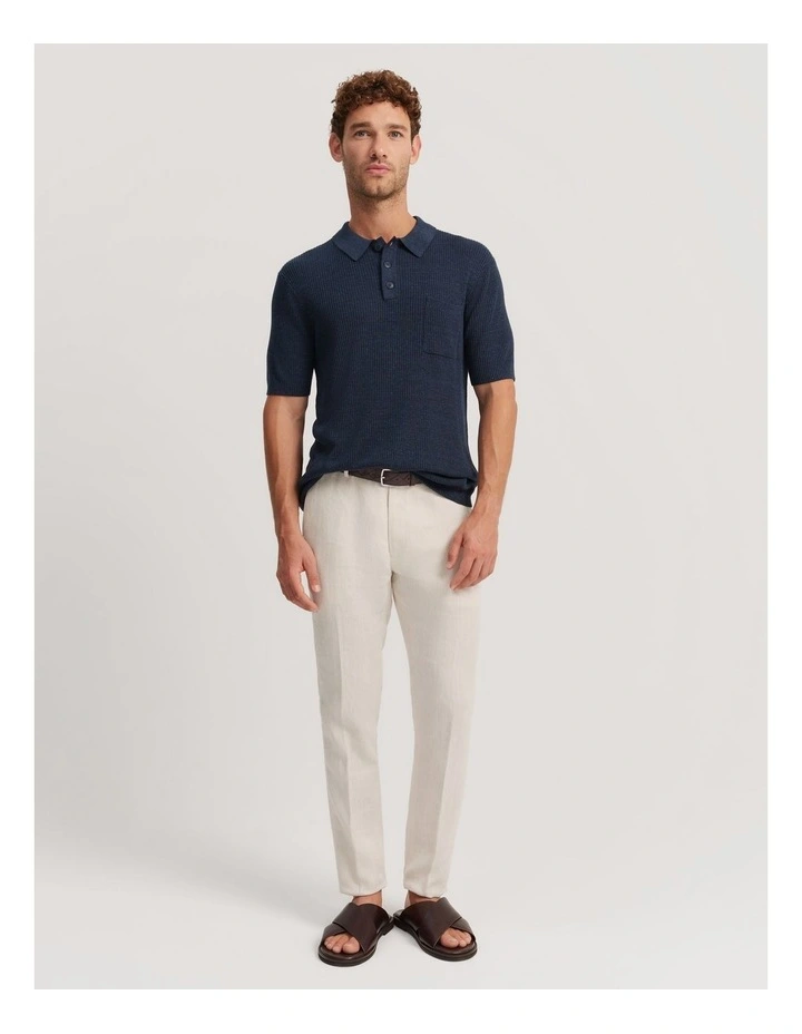 Ribbed Linen Blend Knit in Navy image 3