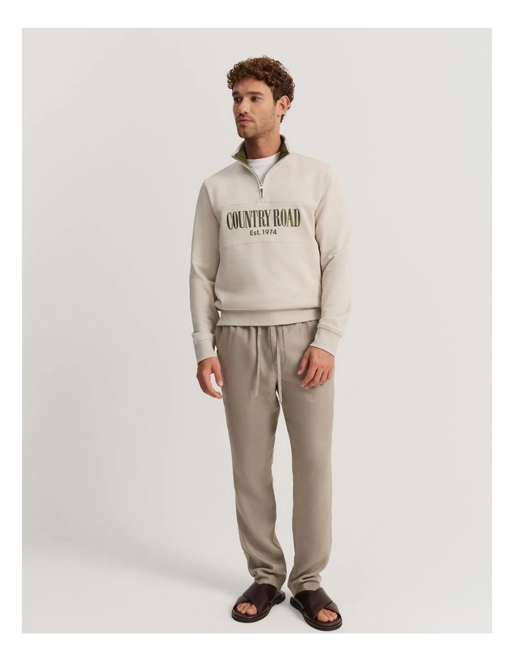 Verified Australian Cotton Half Zip Heritage Sweatshirt in Pebble Grey image 3
