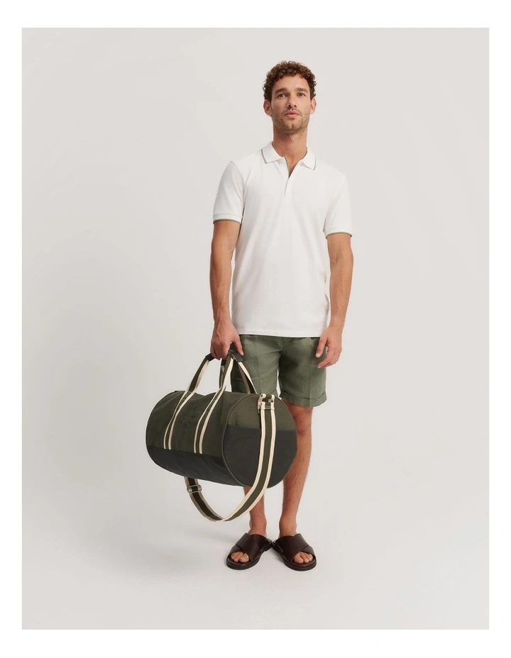 Slim Fit Stretch Pique Polo Shirt in White image 3