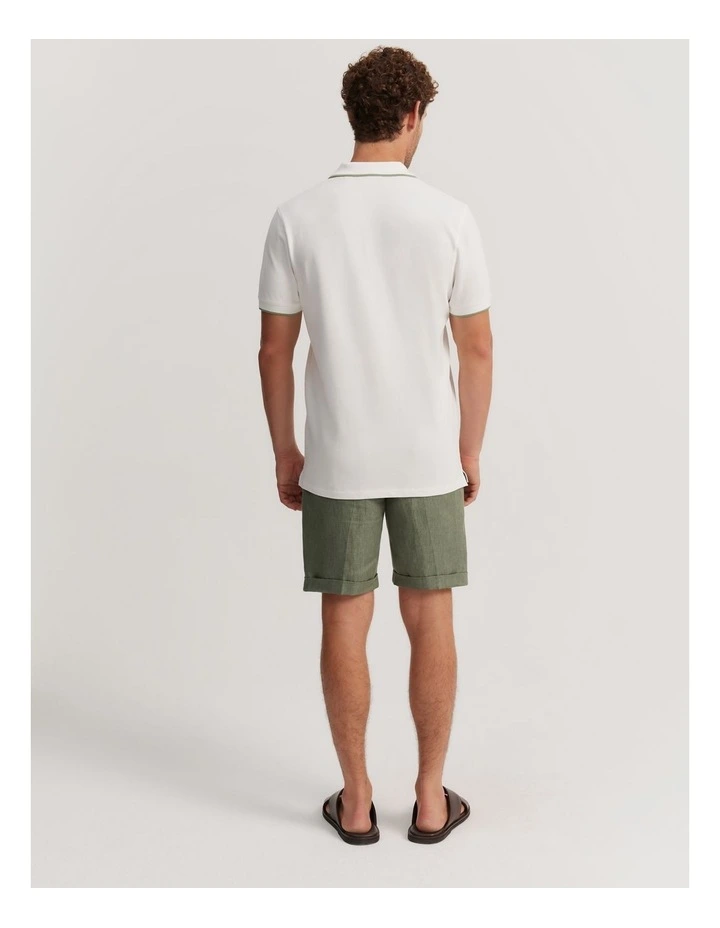 Slim Fit Stretch Pique Polo Shirt in White image 4