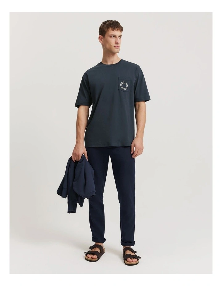 Australian Cotton Round Logo Oversized T-shirt in Navy image 3