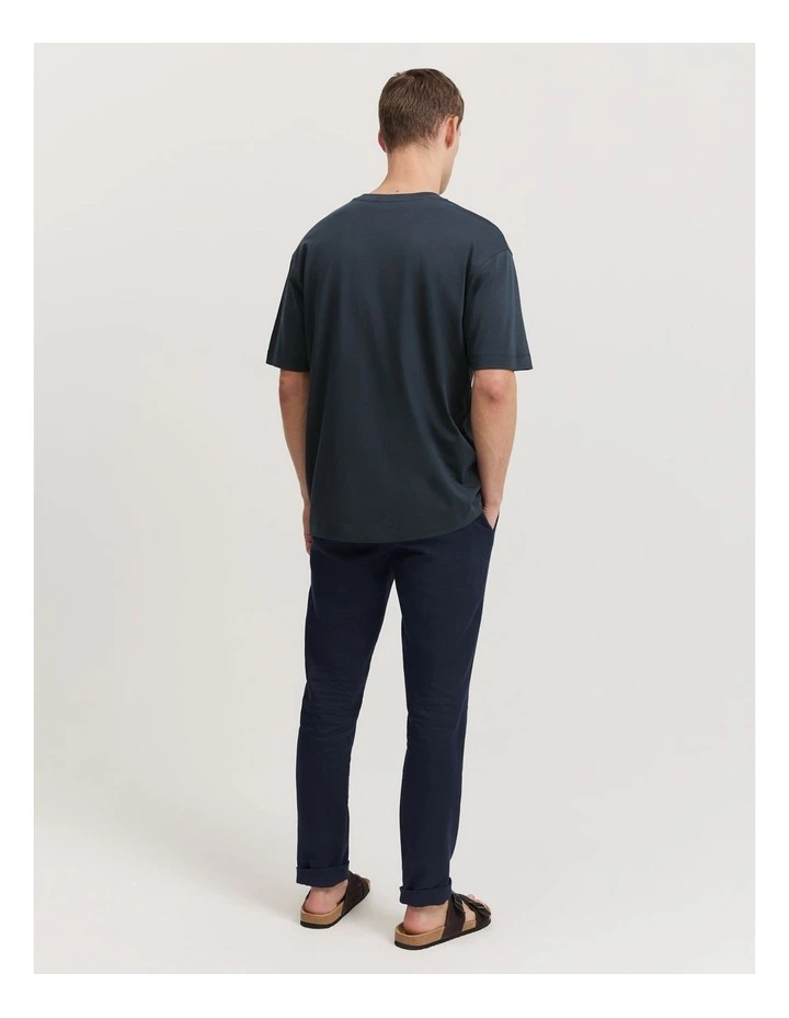 Australian Cotton Round Logo Oversized T-shirt in Navy image 4