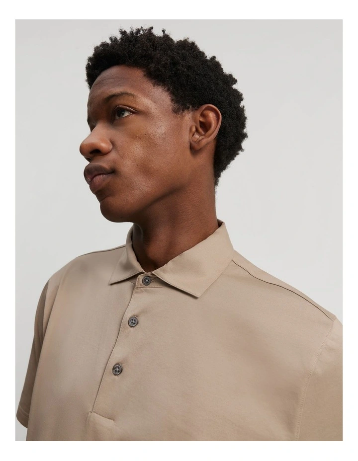 Mercerised Polo in Stone image 1