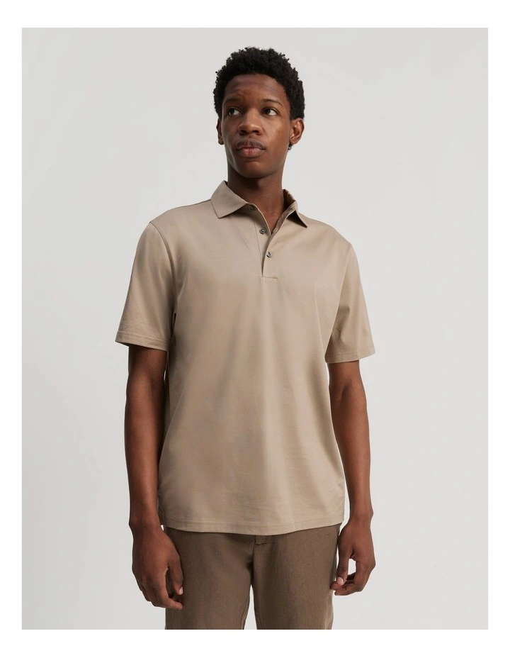 Mercerised Polo in Stone image 2
