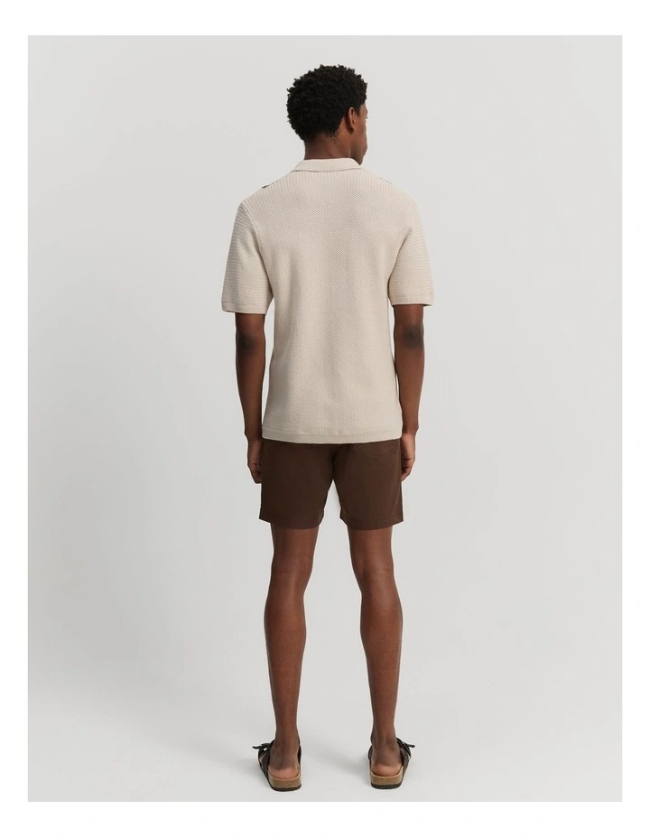 Cotton Knit Stripe Polo in Oat image 4