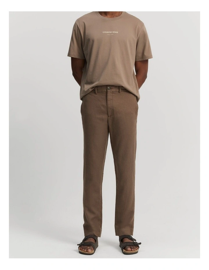 Cotton Linen Pant in Chocolate image 1