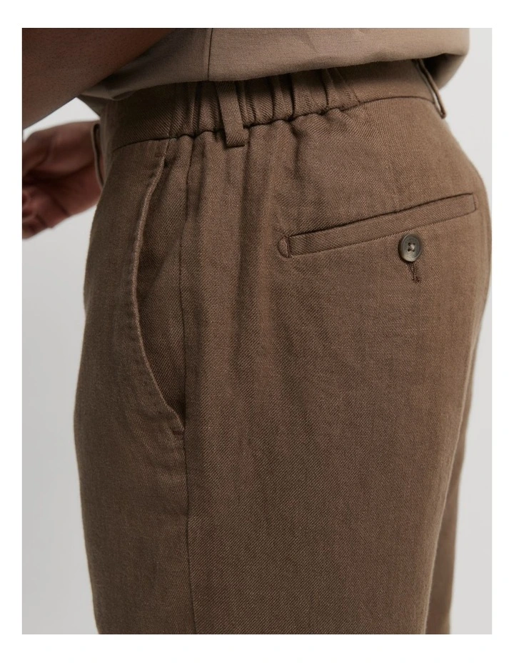 Cotton Linen Pant in Chocolate image 2