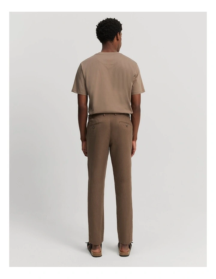 Cotton Linen Pant in Chocolate image 4