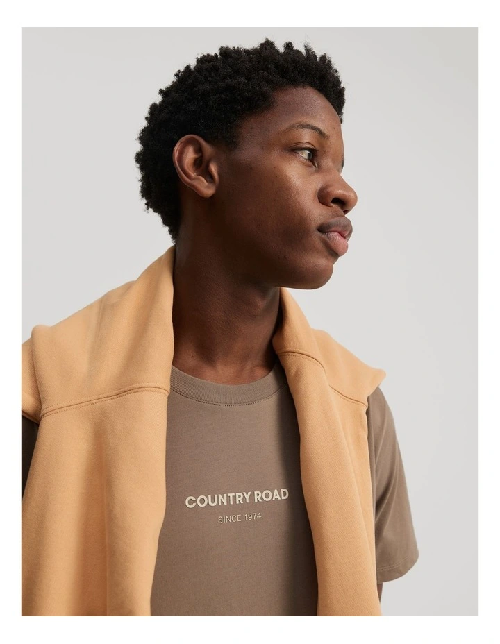 Australian Cotton Modern Logo T-shirt in Coffee image 2