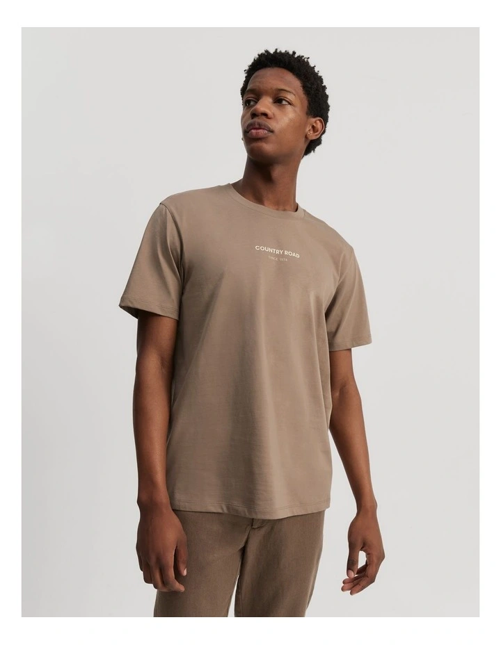 Australian Cotton Modern Logo T-shirt in Coffee image 3