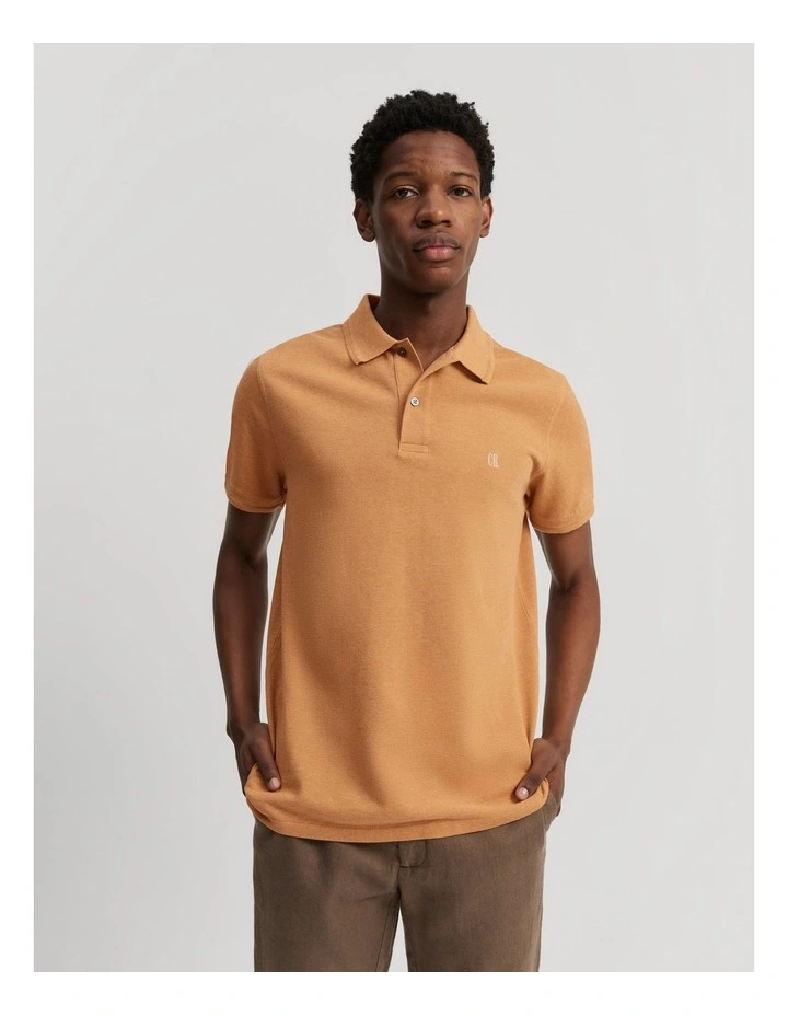Australian Cotton Pique Polo in Apricot Marle image 1