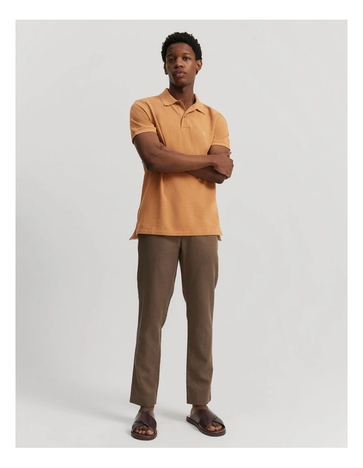 Australian Cotton Pique Polo in Apricot Marle image 3