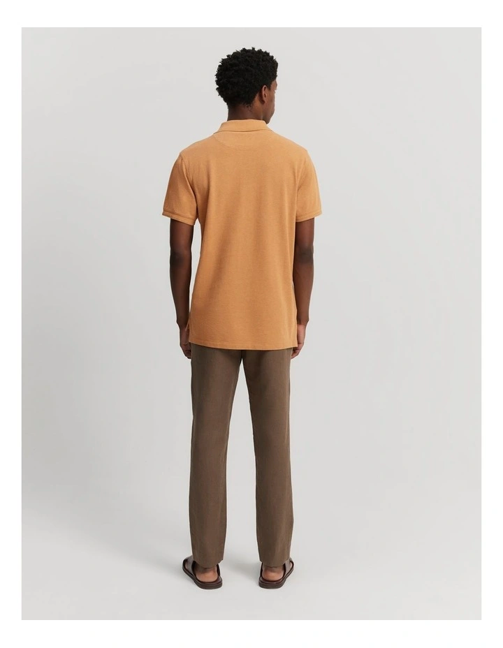 Australian Cotton Pique Polo in Apricot Marle image 4