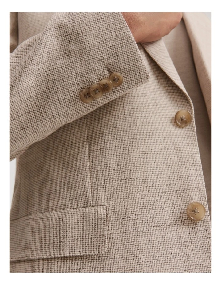 Slim Fit Stretch Linen Cotton Blend Blazer in Stone image 2