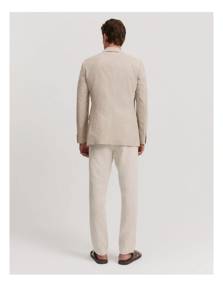 Slim Fit Stretch Linen Cotton Blend Blazer in Stone image 4
