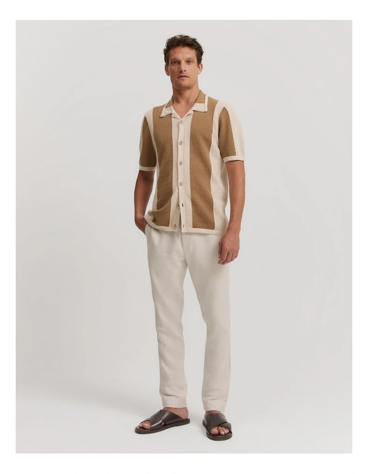 Slim Fit Cotton Stripe Knit Shirt in Walnut image 3