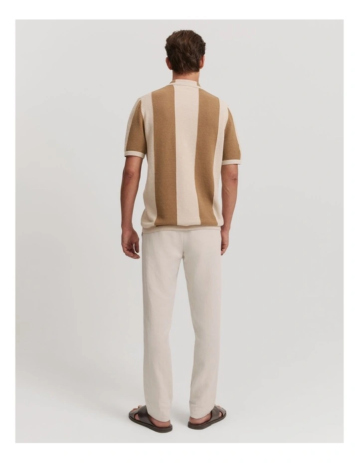 Slim Fit Cotton Stripe Knit Shirt in Walnut image 4