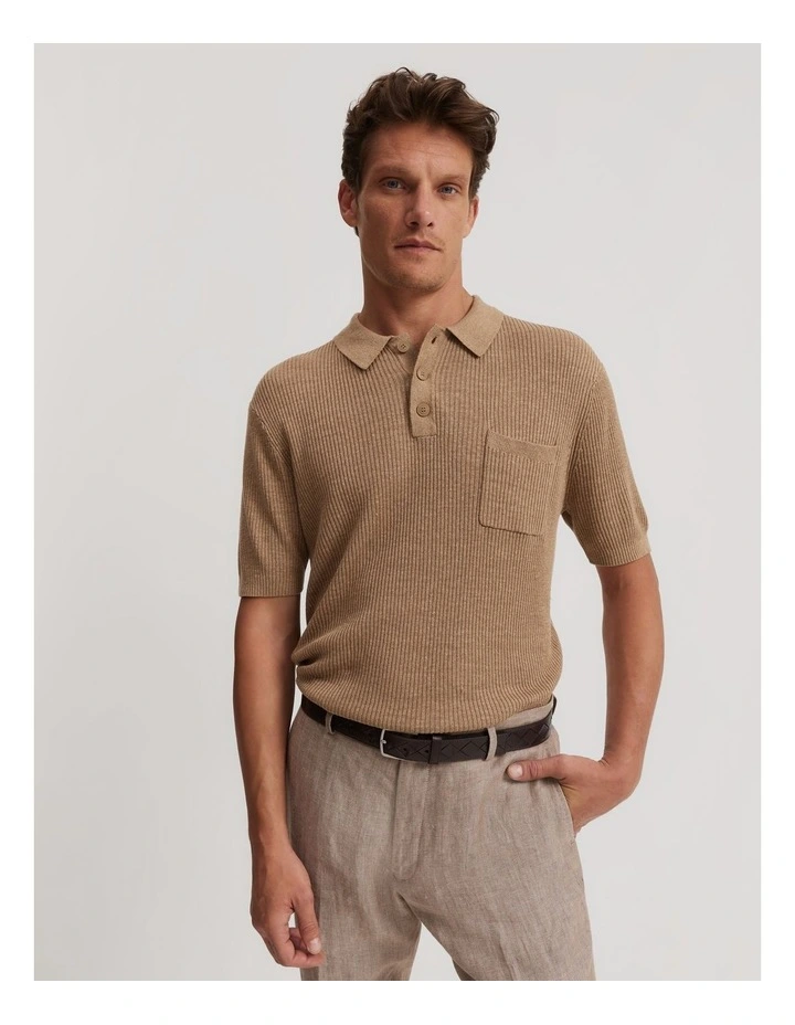 Ribbed Linen Blend Knit in Walnut image 1