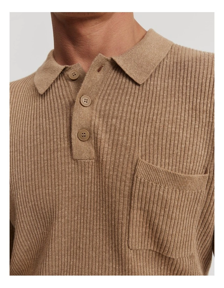 Ribbed Linen Blend Knit in Walnut image 2