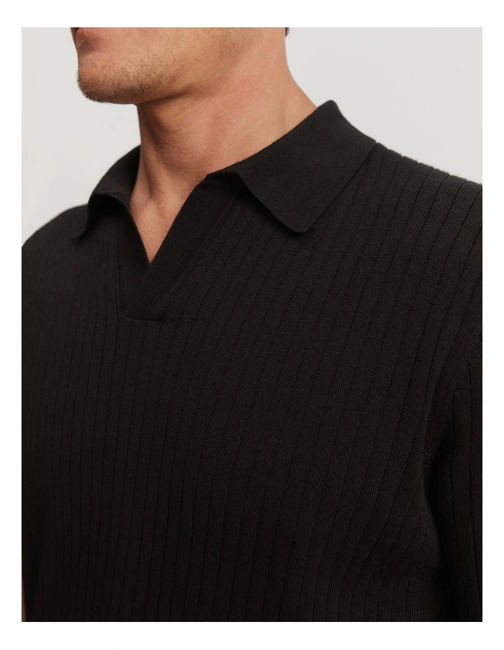 Australian Merino Rib Trophy Polo in Black image 2