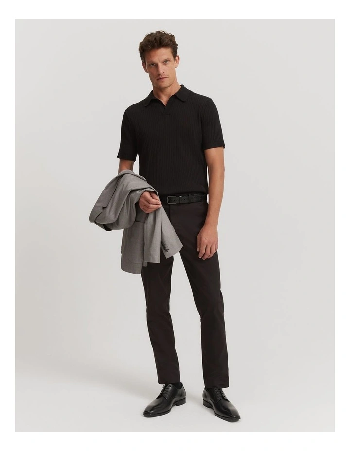 Australian Merino Rib Trophy Polo in Black image 3