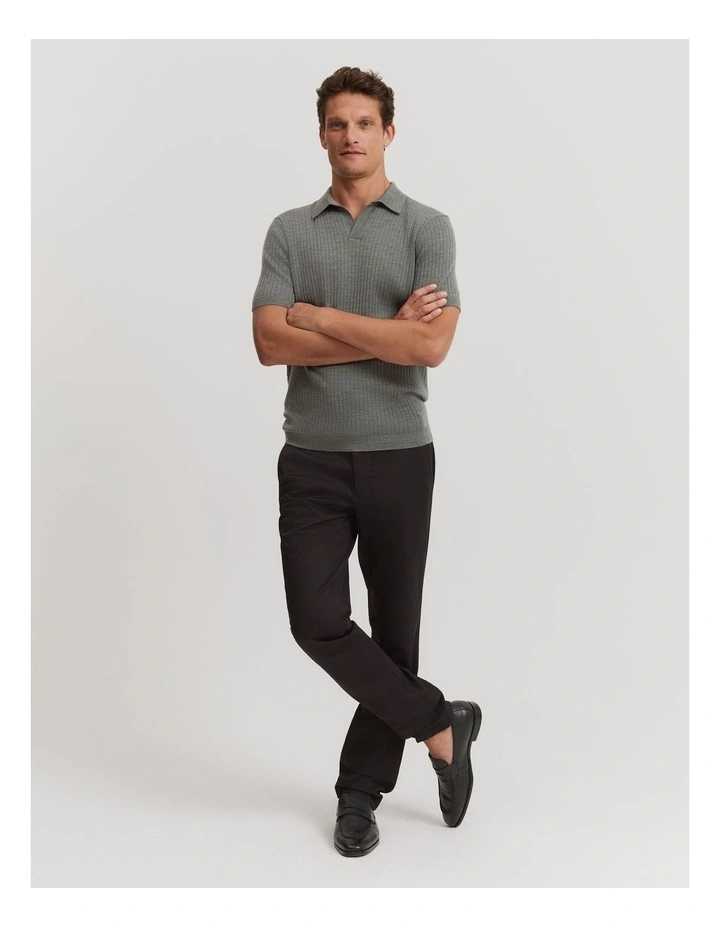 Australian Merino Rib Trophy Polo in Fern Green image 3