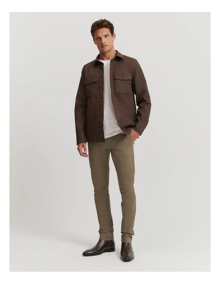 Linen Overshirt in Dark Brown image 3