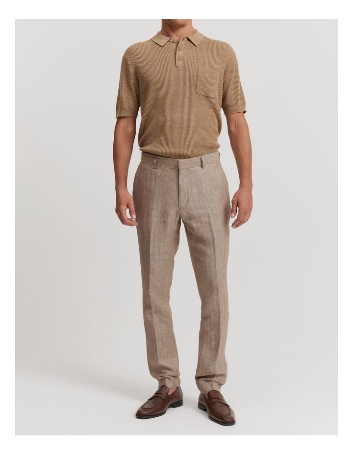 Linen Herringbone Pant in Wicker Natural