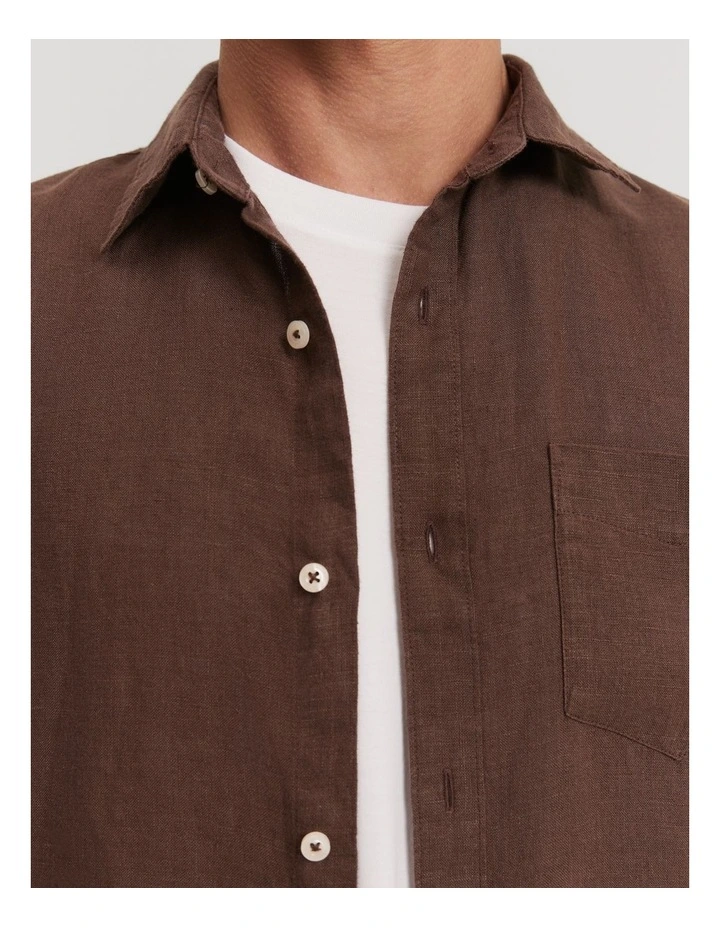 Organically Grown Linen Shirt in Dark Brown image 2