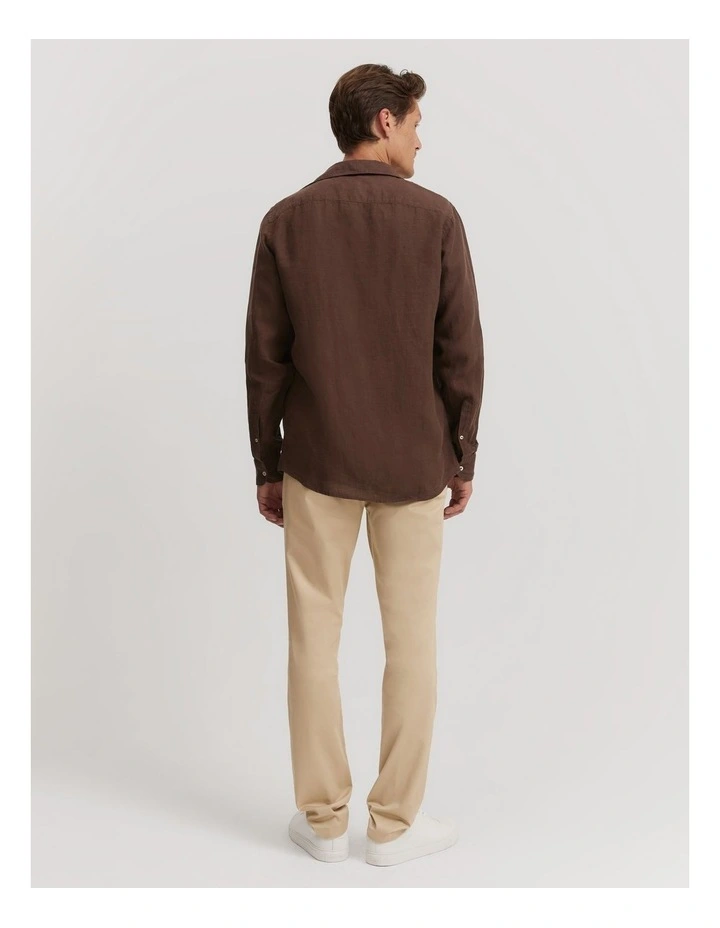 Organically Grown Linen Shirt in Dark Brown image 4