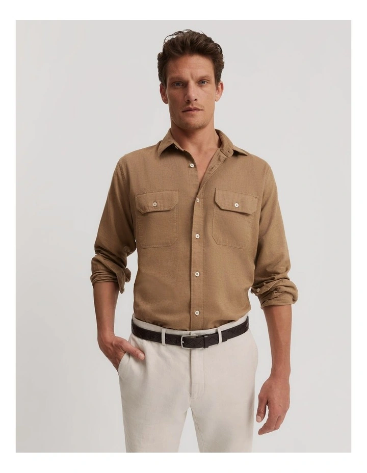 Regular Fit Pocket Shirt in Walnut image 1