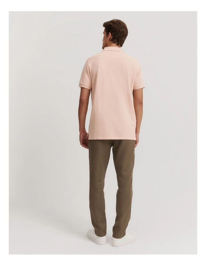 Verified Australian Cotton Pique Polo Shirt in Soft Pink Marle image 4