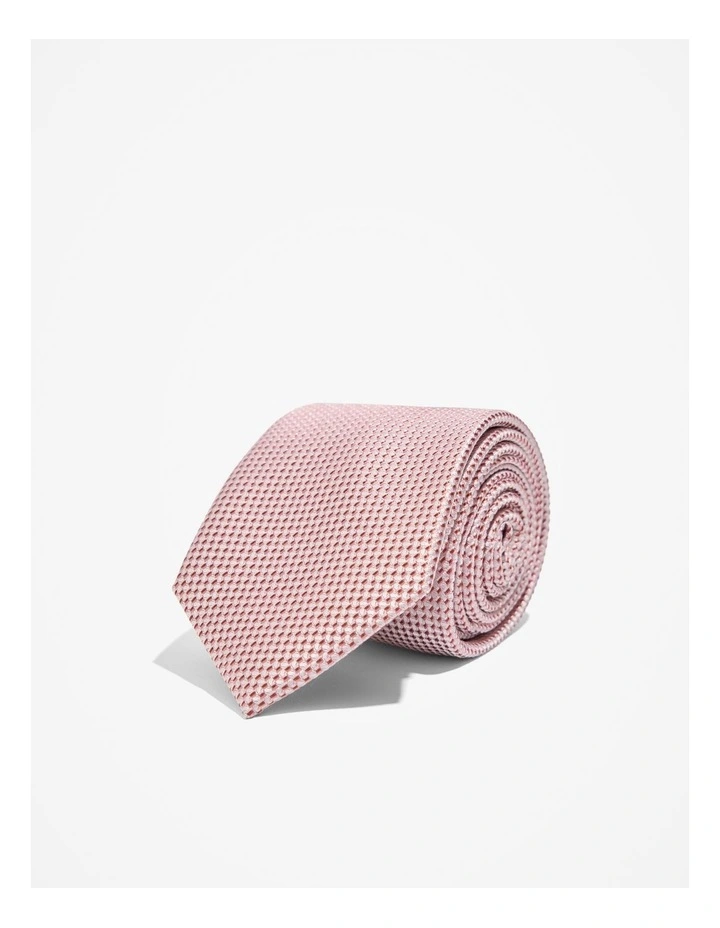 Silk Textured Tie in Soft Pink image 1