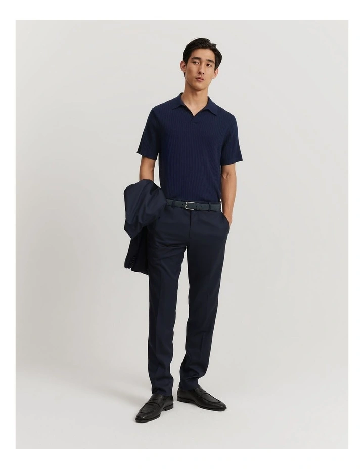 Merino Rib Trophy Polo in Navy image 3
