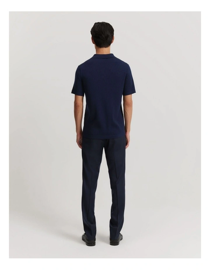 Merino Rib Trophy Polo in Navy image 4