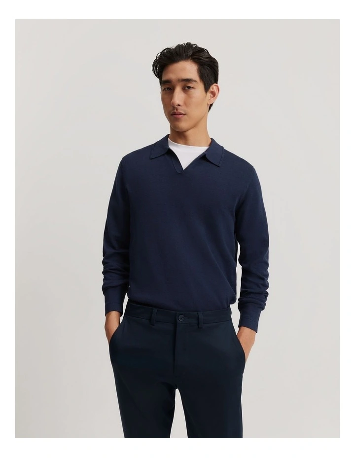 Cotton Silk Trophy Polo in Navy image 2