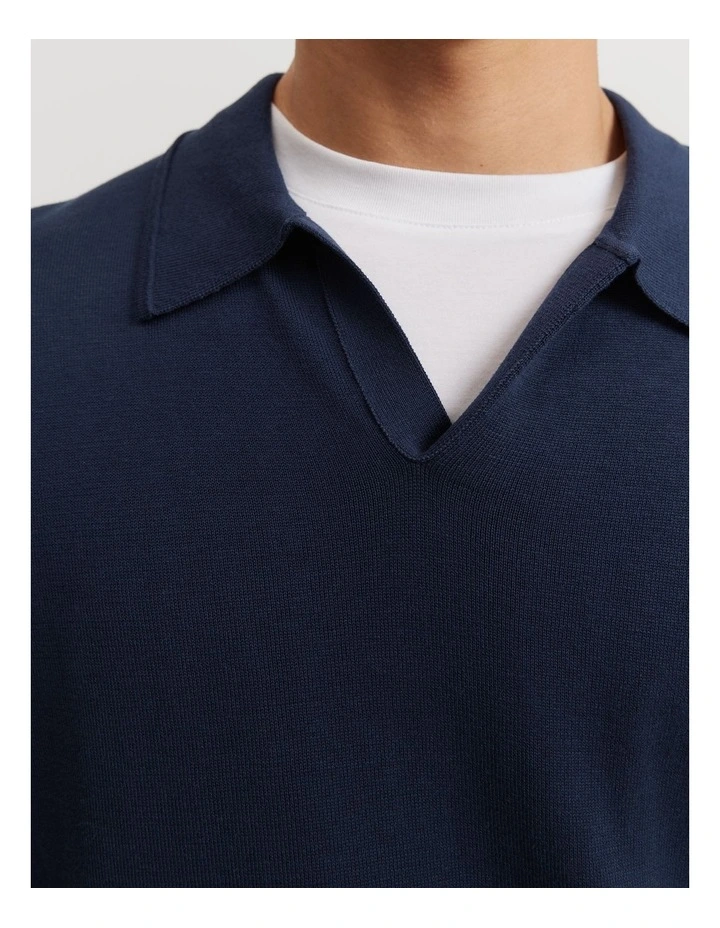 Cotton Silk Trophy Polo in Navy image 3