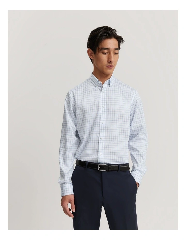 Regular Fit Grid Travel Shirt in Blue image 1