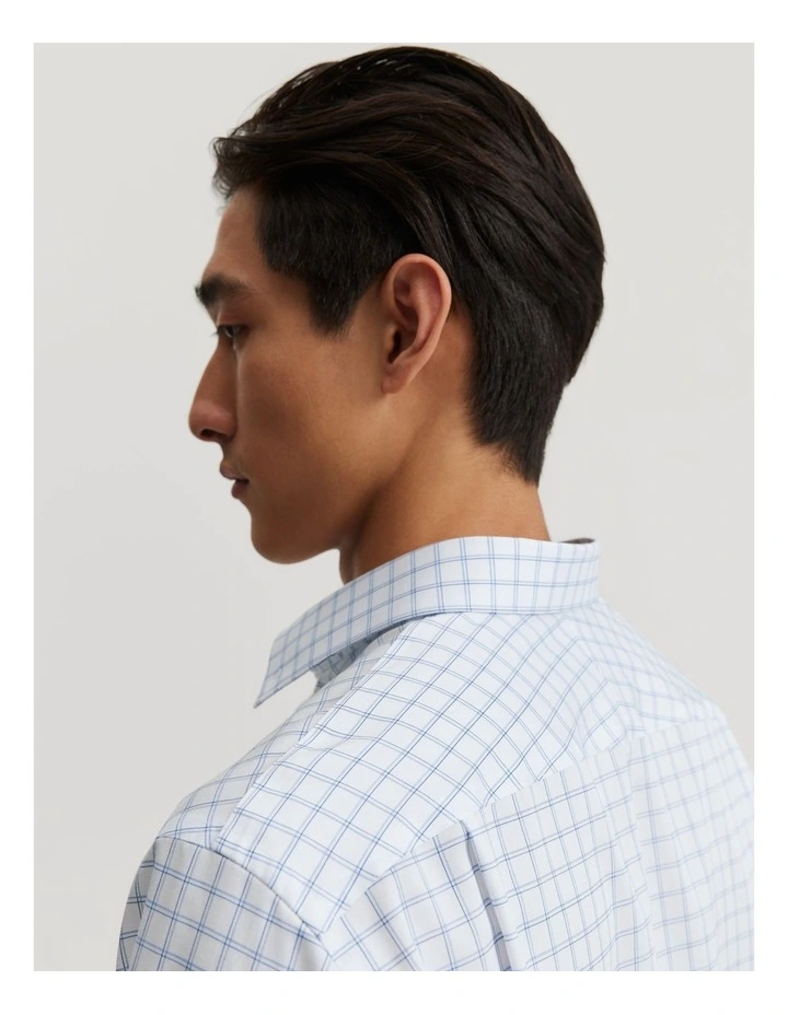 Regular Fit Grid Travel Shirt in Blue image 2