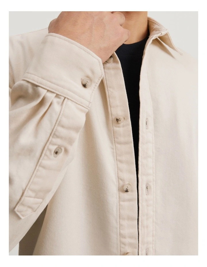 Regular Fit Twill Denim Shirt in Natural image 3