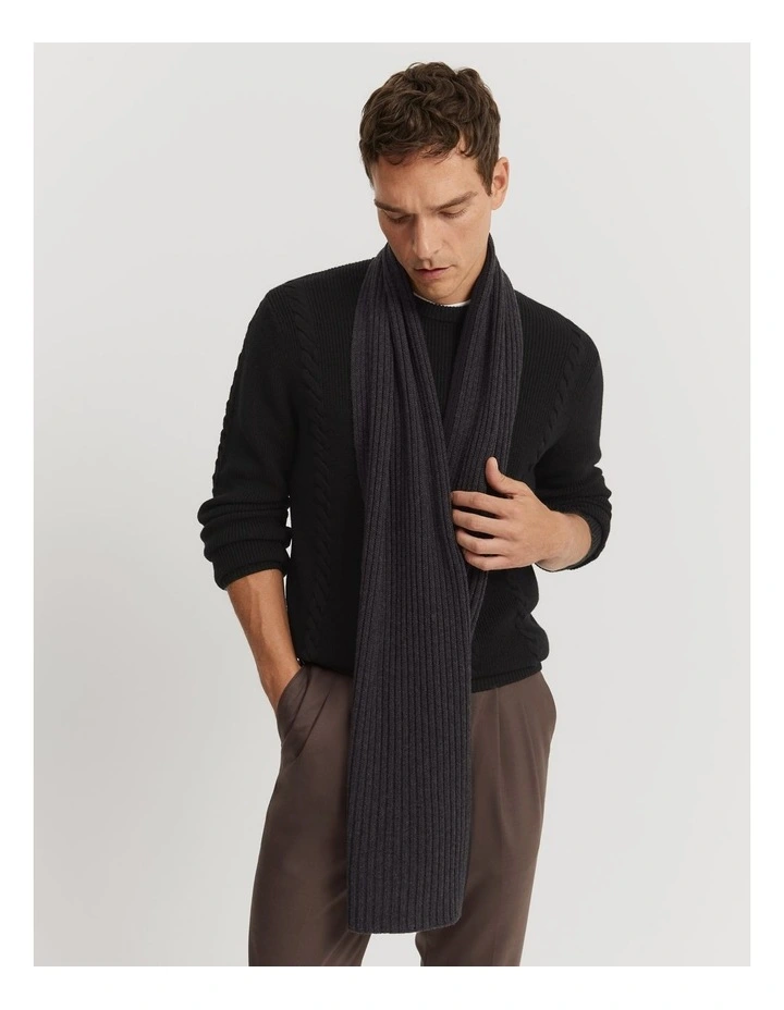 Tipped Rib Scarf in Charcoal image 2