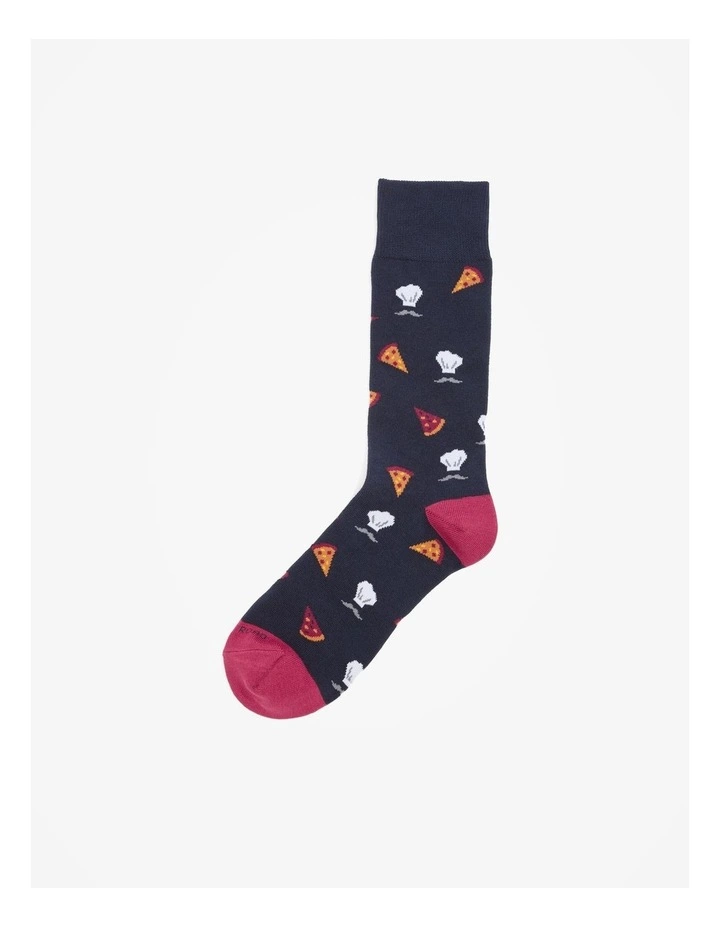 Australian Cotton Blend Pizza Chef Sock in Navy image 1